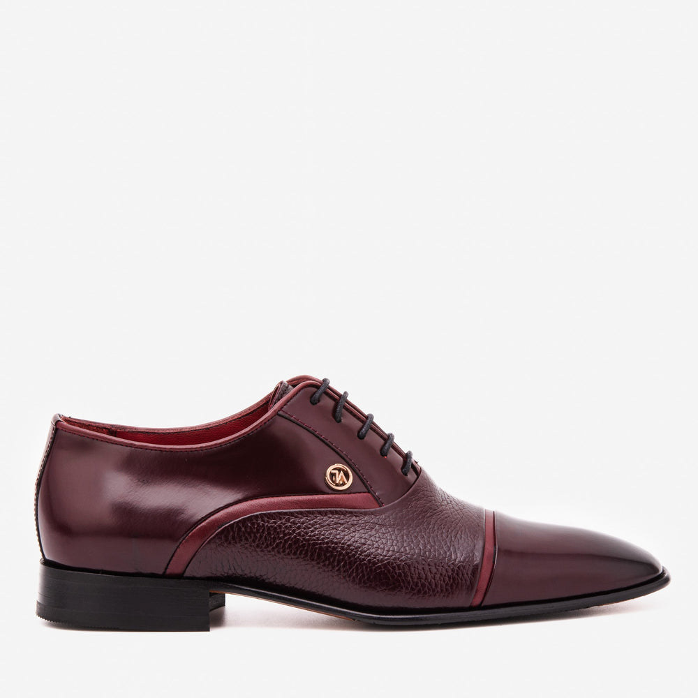 The Rockwell Handmade Burgundy Leather Cap Toe Oxford Shoe