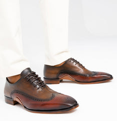The Royal Hand Craft Burgundy Wingtip Oxford Shoe