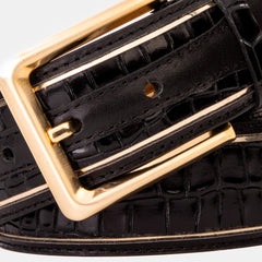 The Bellagio Black Gold Leather Belt