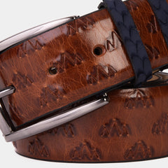 The Caesars Tan Navy Leather Belt