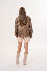 The Zayra Leather Jacket – Taupe Brown