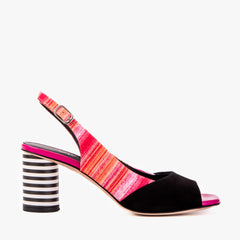 The Spectrum Multicolor Block Heel Leather Slingback Sandal