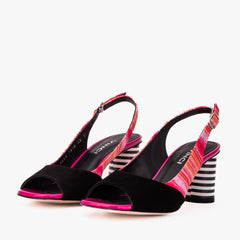 The Spectrum Multicolor Block Heel Leather Slingback Sandal