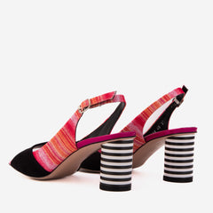 The Spectrum Multicolor Block Heel Leather Slingback Sandal