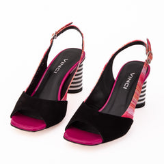 The Spectrum Multicolor Block Heel Leather Slingback Sandal