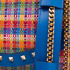 The Zoe Multicolor Tweed Blue Leather Handbag