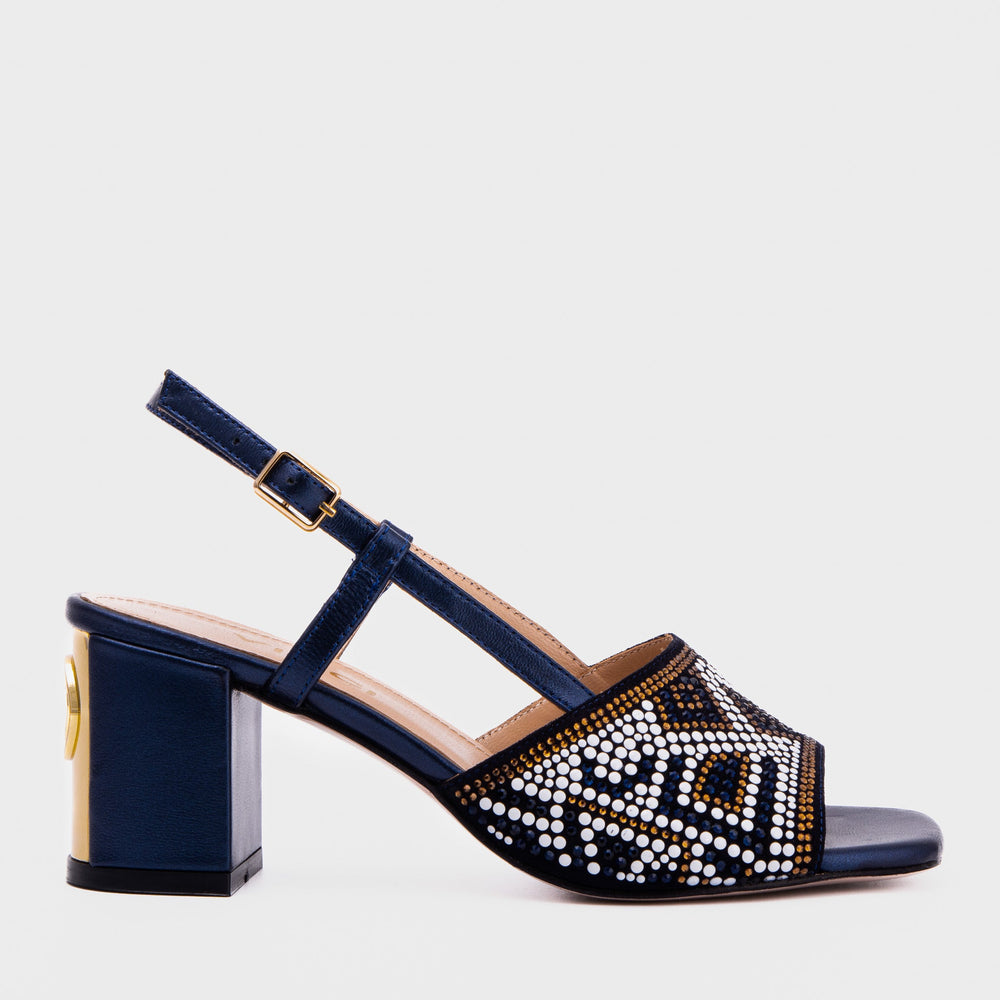 The Nampula Navy Blue Leather Slingback Sandal