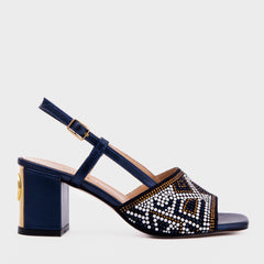 The Nampula Navy Blue Leather Slingback Sandal