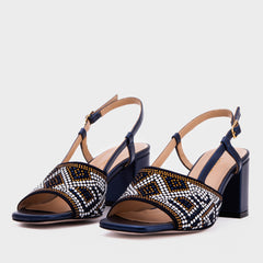 The Nampula Navy Blue Leather Slingback Sandal