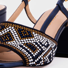 The Nampula Navy Blue Leather Slingback Sandal