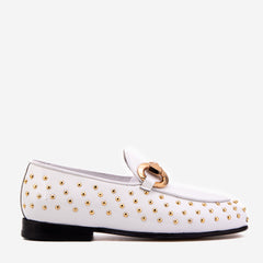 The Jupiter Shoe White Spike Leather Bit Dress Loafer Limited Edition Shoe