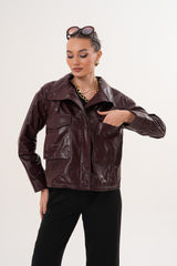 The Ravelyn Burgundy Leather Jacket