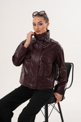 The Ravelyn Burgundy Leather Jacket
