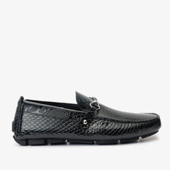 The Bologna Black Leather Bit Drive Loafer Shoe