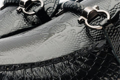 The Bologna Black Leather Bit Drive Loafer Shoe
