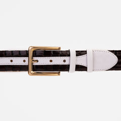 The Bellagio Brown White Leather Belt
