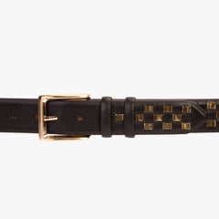 The Mackenzie Black Gold Woven Leather Belt