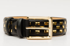 The Mackenzie Black Gold Woven Leather Belt
