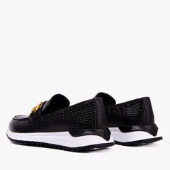 The Milan Black Croc-Embossed Leather Sneaker