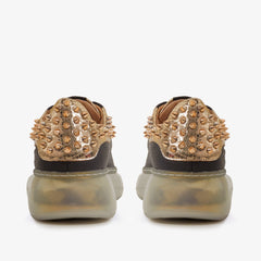 The Venezia Gold Black Leather Sneaker