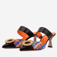 The Valencia Multicolor Leather Jewel Heel Mule Sandal