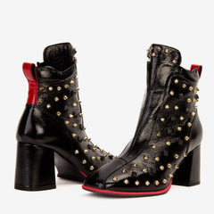 The Infanta Black Leather Block Heel Boot