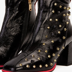 The Infanta Black Leather Block Heel Boot