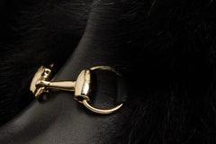 The Izmir Black Leather Natural Fur Mid Calf Boot