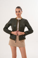 The Nyvessa Reversible Leather Jacket – Olive Green