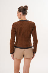 The Nyvessa Reversible Brown Suede Dark Brown Leather Jacket
