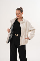 The Velmira Reversible Ivory Leather Jacket