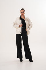 The Velmira Reversible Ivory Leather Jacket