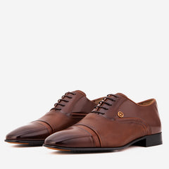 The Rockwell Handmade Tan Leather Cap Toe Oxford Shoe