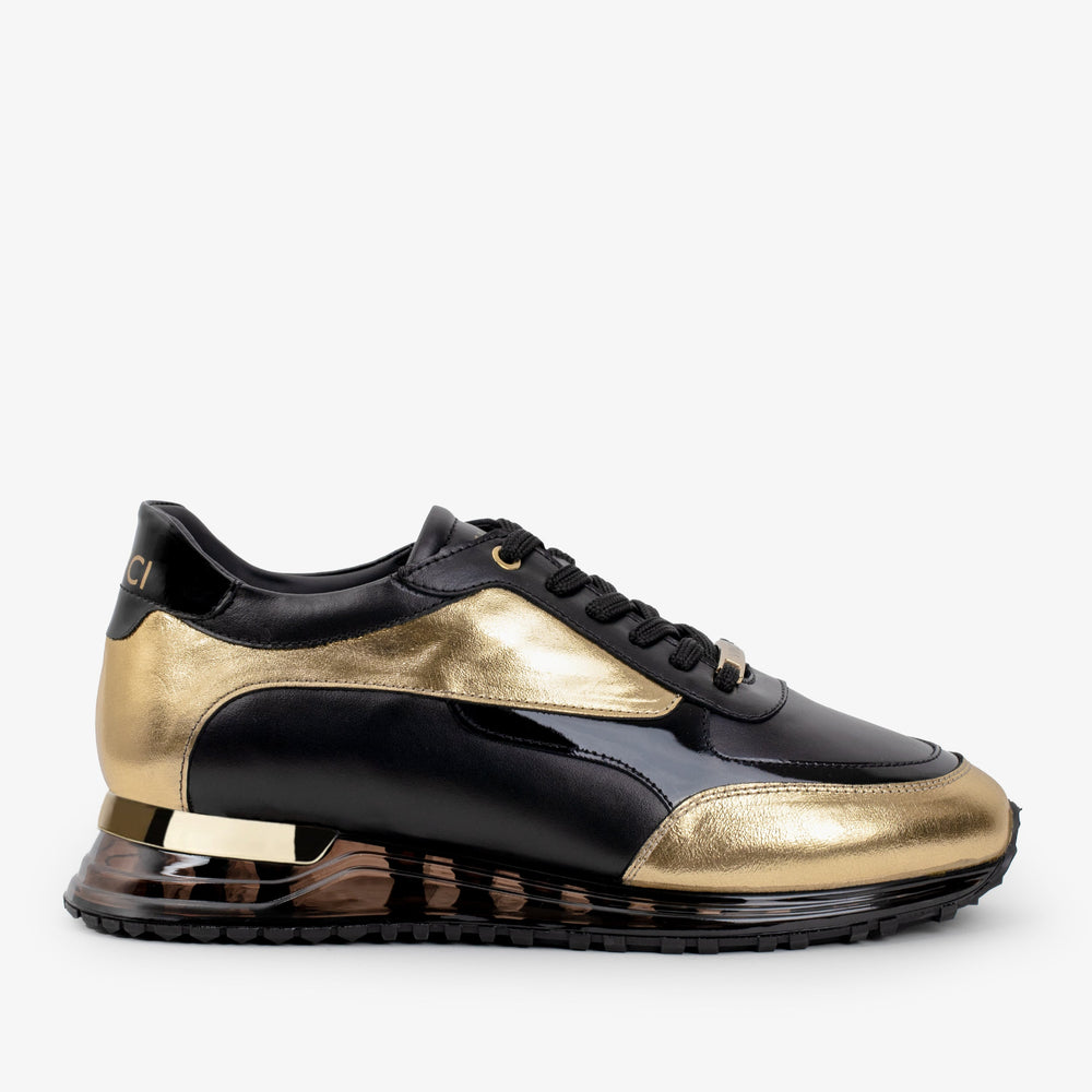 The Arda Black Gold Leather Sneaker