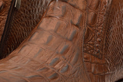 The Randor Brown Crocodile Leather Side-Zip Dress Ankle Boot