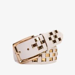 The Mackenzie White Gold Woven Leather Belt