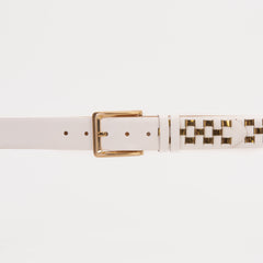 The Mackenzie White Gold Woven Leather Belt
