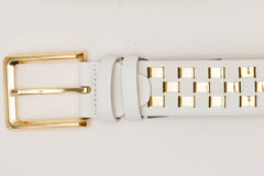 The Mackenzie White Gold Woven Leather Belt