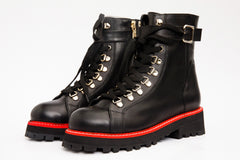 The Belgrano Black Leather Lace-Up Ankle Boot With a Side Zipper