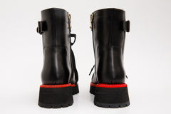 The Belgrano Black Leather Lace-Up Ankle Boot With a Side Zipper