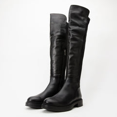 The Harmony Belle Black Leather Knee High Boot