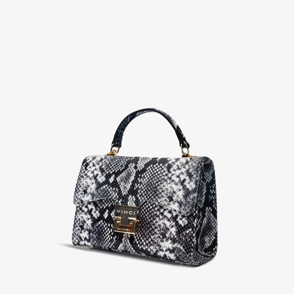 The Venezia Black White Leather Handbag