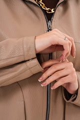 The Calyra Reversible Leather Jacket – Taupe