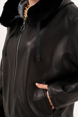 The Velora Black Reversible Lambskin Leather Jacket