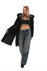 The VESARA Reversible Shearling Leather Coat – Jet Black
