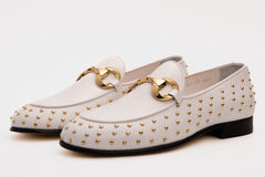 The Jupiter Shoe White Spike Leather Bit Dress Loafer Limited Edition Shoe