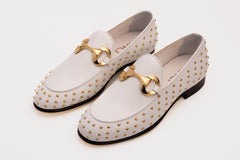 The Jupiter Shoe White Spike Leather Bit Dress Loafer Limited Edition Shoe
