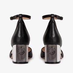 The Noella Black Leather Sandal