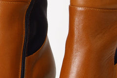 The Sao Paulo Tan Leather Knee High Platform Heel Boot