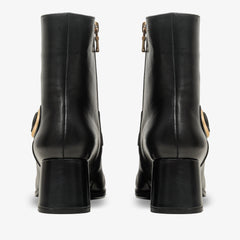 The Windsor Black Leather Block Heel Boot